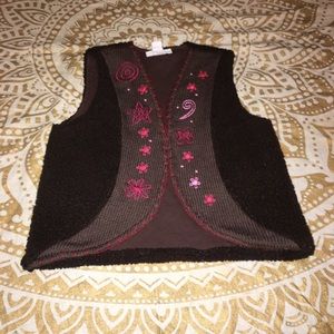 Naartjie Brown Sherpa embroidered vest